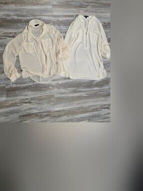 2 Cream Sheer Blouses